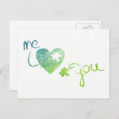 私およびあなたハートのパズル愛バレンタインの白のミント シーズンポストカード (正面/裏面)