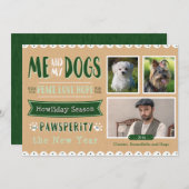 私および私の犬5x7のクリスマスカード(3つの写真) シーズンカード (正面/裏面)