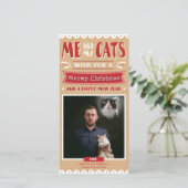 私および私の猫のクリスマスのフォトカード(1つのイメージ) シーズンカード (スタンド正面)