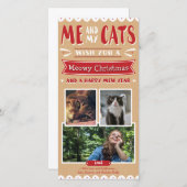 私および私の猫のクリスマス4x8のフォトカード(3つのイメージ) シーズンカード (正面/裏面)