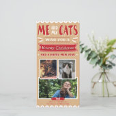 私および私の猫のクリスマス4x8のフォトカード(3つのイメージ) シーズンカード (スタンド正面)
