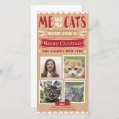 私および私の猫のクリスマス4x8のフォトカード(4つのイメージ) シーズンカード (正面/裏面)