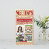 私および私の猫のクリスマス4x8のフォトカード(4つのイメージ) シーズンカード (スタンド正面)