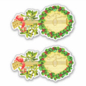 私からあなたへのヴィンテージクリスマスプレゼントのラベルラベル シール (正面)