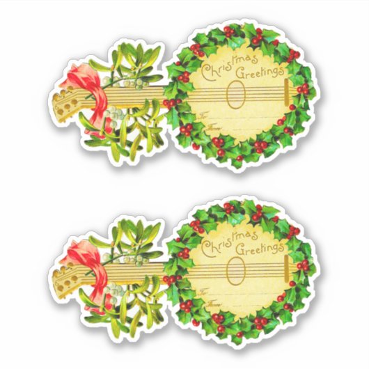 私からあなたへのヴィンテージクリスマスプレゼントのラベルラベル シール (正面)