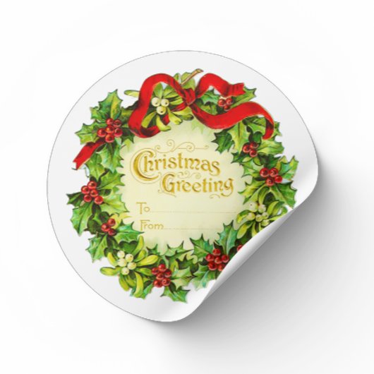 私からあなたへのヴィンテージクリスマスプレゼントのラベルラベル ラウンドシール