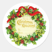 私からあなたへのヴィンテージクリスマスプレゼントのラベルラベル ラウンドシール (正面)