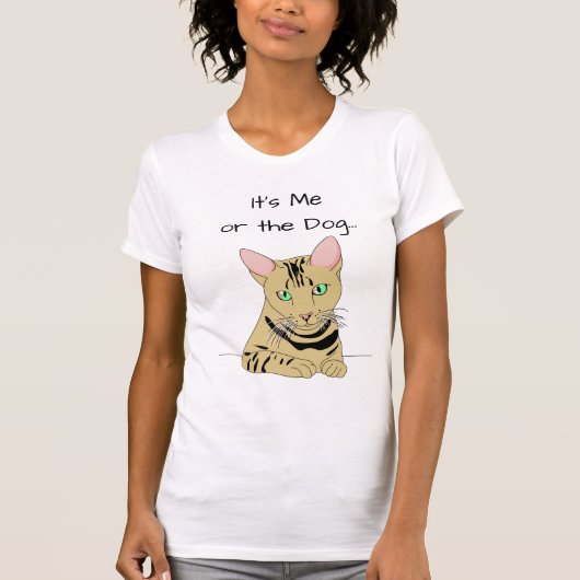 私か猫か、バイバイ フィド、面白い猫Tシャツ Tシャツ (正面)
