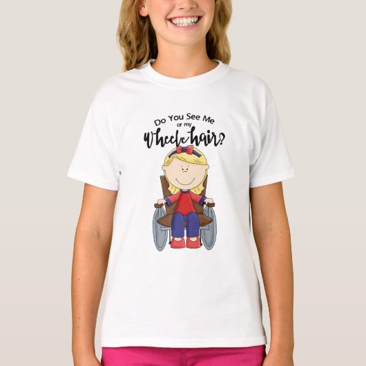 私か車いすが見える？ Tシャツ (正面)