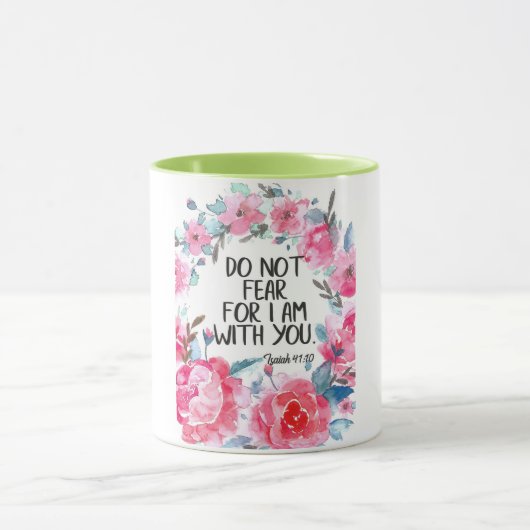 私があなたと一緒にいることを恐れてはいけない引用文聖書の聖句イザヤ マグカップ (中央)