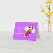 私があなたについて"カードを愛する何かわいいホタル" カード (黄色い花)