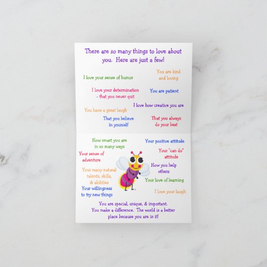 私があなたについて"カードを愛する何かわいいホタル" カード (内部)