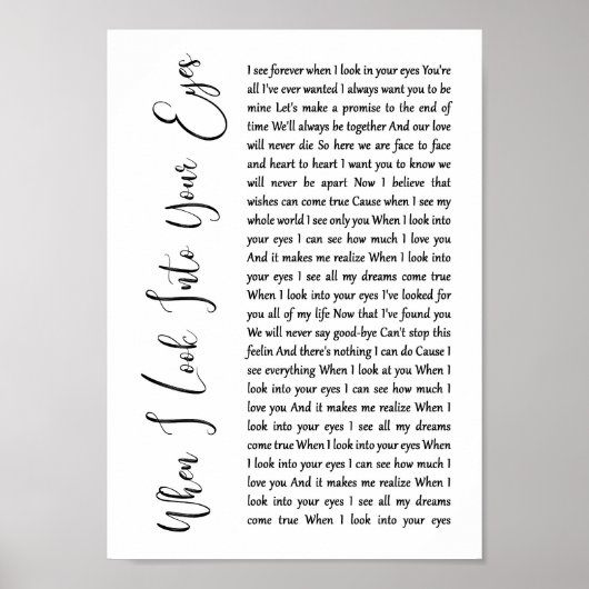 私があなたの目を見るとき白いスクリプトの歌の歌詞 ポスター (正面)