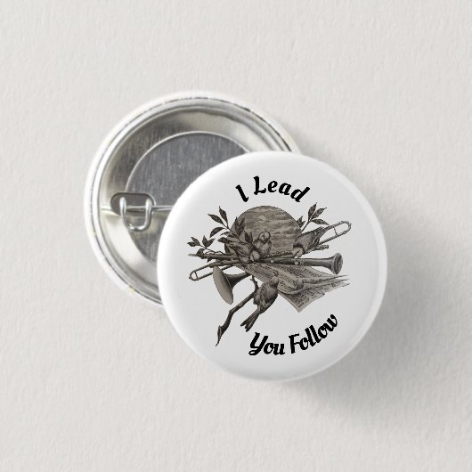 私があなたを導く後を追ヴィンテージバンド楽器 缶バッジ (正面&裏面)