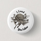 私があなたを導く後を追ヴィンテージバンド楽器 缶バッジ (正面)