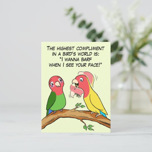 私があなたを愛していることを告げるロビーバードオウムと鳥の方法 ポストカード (スタンド正面)