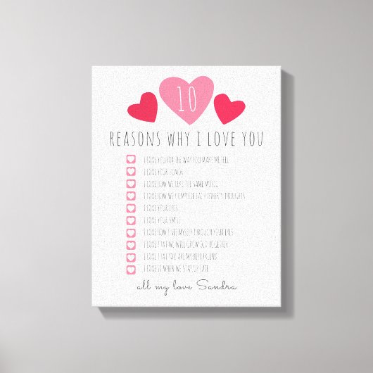 私があなたを愛する理由のすべては。私たちが愛する10の理由 キャンバスプリント (正面)