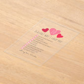 私があなたを愛する理由ユニーク。バレンタインデー アクリル招待状 (レイダウン)