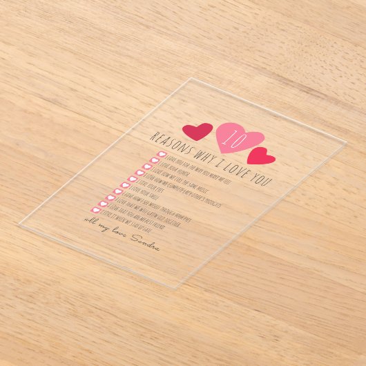 私があなたを愛する理由ユニーク。バレンタインデー アクリル招待状 (レイダウン)