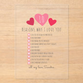私があなたを愛する理由ユニーク。バレンタインデー アクリル招待状 (正面)