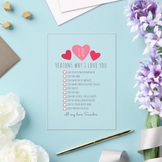 私があなたを愛する理由ユニーク。バレンタインデー アクリル招待状 (インサイチュ (ウェディング))