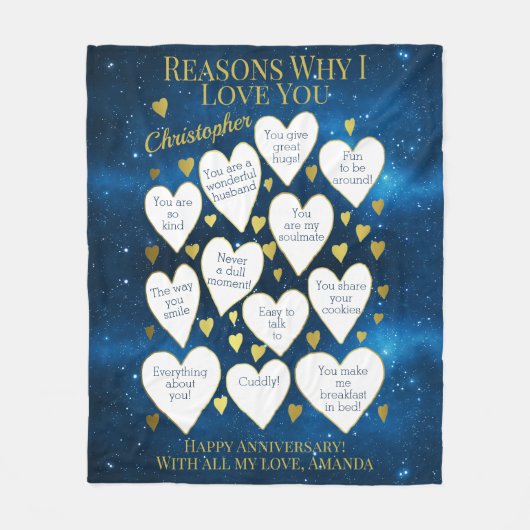 私があなたを愛する記念日の理由 フリースブランケット (正面)