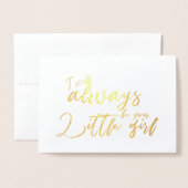 私がいつも小さな女の子父の結婚式の日 箔カード (封筒付き正面)