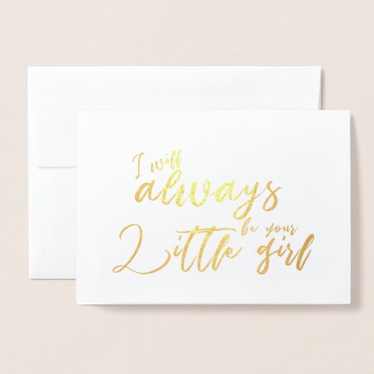 私がいつも小さな女の子父の結婚式の日 箔カード (封筒付き正面)