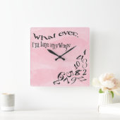 私がおもしろい遅いバラピンクの水色 スクエア壁時計 (ホーム)