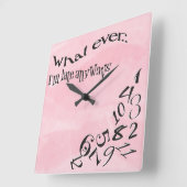 私がおもしろい遅いバラピンクの水色 スクエア壁時計 (傾斜)