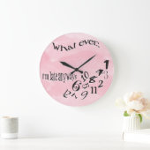 私がおもしろい遅いバラピンクの水色 ラージ壁時計 (ホーム)