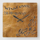 私がおもしろい遅い革時計であるかどうか スクエア壁時計 (正面)