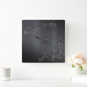 私がおもしろい遅くてもダークブラッシュメタル スクエア壁時計 (ホーム)