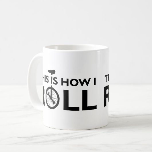 私がおもしろマグカップをいかに転がるか一輪車 コーヒーマグカップ (正面左)