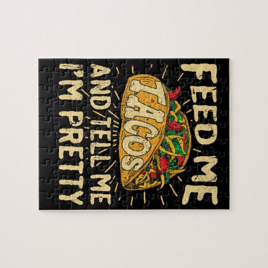 私がかわいらしいCinco deメーヨーであることを私にタコスを食べ物を与え、私に言って下さい ジグソーパズル (横)