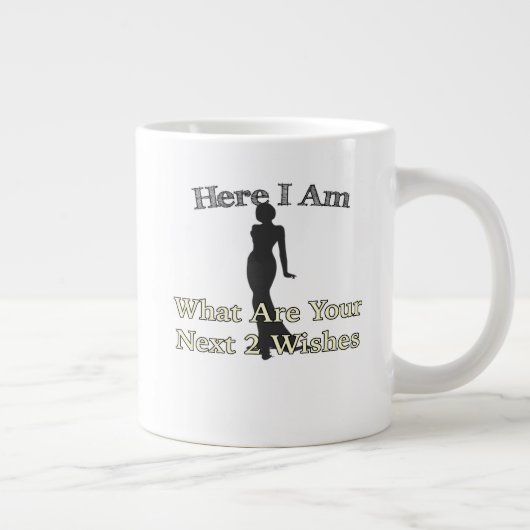 私がここにいます 次の2つの願い ジャンボコーヒーマグカップ (右)