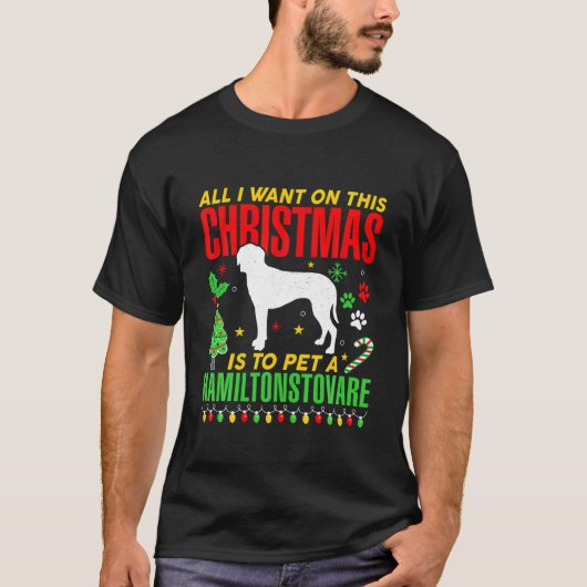 私がこのクリスマスに望むのは、ハミルトンを飼うことだけだ Tシャツ (正面)