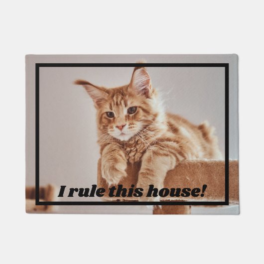 私がこの家を支配おもしろいするカスタムペット写真ドアマット ドアマット (正面)