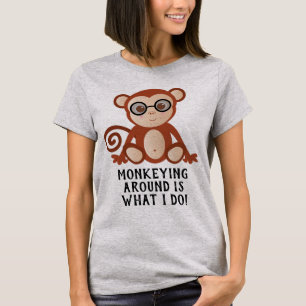 「私がしのまわりにているのはモンキーだ!」サル Tシャツ