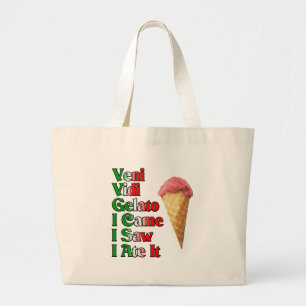 私がそれを食べたことをVeni Vini Gelato (私は私を見ました来ました) ラージトートバッグ
