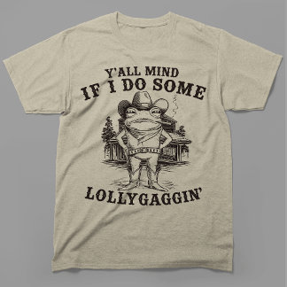 私がちょっとぶらぶらするの気になる？カエルカウボーイ Tシャツ