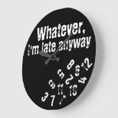 私がとにかく時計に遅れても ラージ壁時計 (傾斜)