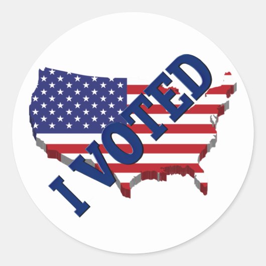 私がアメリカ国旗の地図赤白青選挙に投票 ラウンドシール (正面)