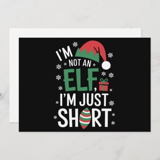 私がエルフじゃないのはただ背が低いだけ　面白いクリスマス　Xmas シーズンカード (正面/裏面)