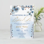 私がエレガントブライダルシャワーする前に何か青 招待状 (スタンド正面)