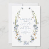 私がエレガントブライダルシャワーする前に何か青 招待状 (正面)