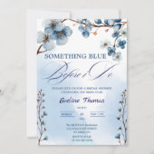 私がエレガントブライダルシャワーする前に何か青 招待状 (正面)