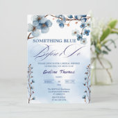 私がエレガントブライダルシャワーする前に何か青 招待状 (スタンド正面)