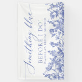 私がエレガントブライダルシャワーする前に何か青 横断幕 (縦)