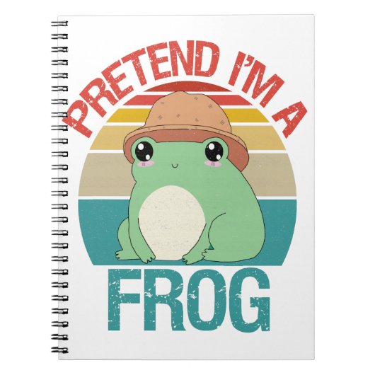 私がカエルのフリおもしろいかわいいサンセットヴィンテージ ノートブック (正面)